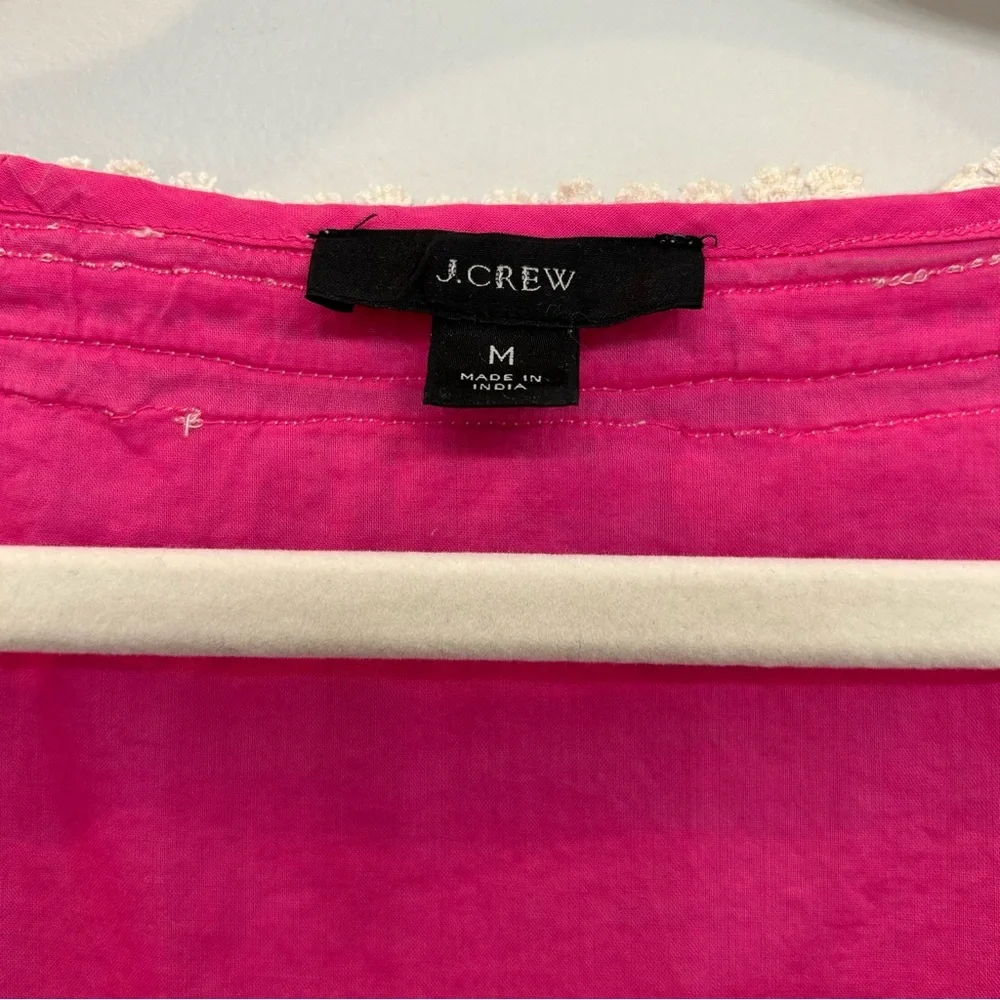 J. Crew Pink Cover Up Corded Trim Short Tunic Cotton Quarter Sleeves Siz…